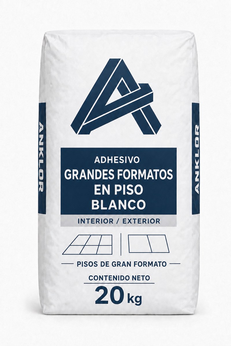 Empaque preliminar de Adhesivo Grandes Formatos en Piso Blanco