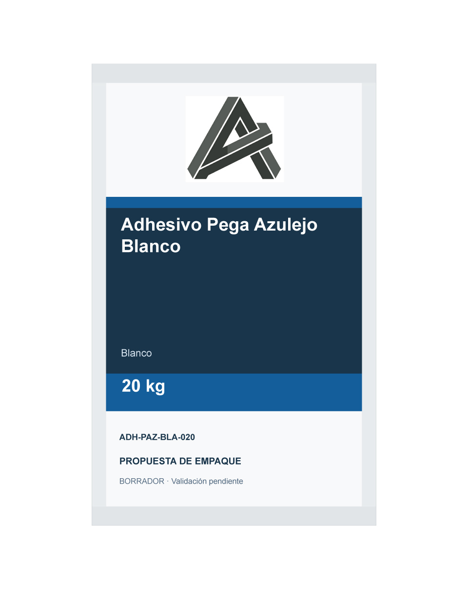 Empaque preliminar de Adhesivo Pega Azulejo Blanco
