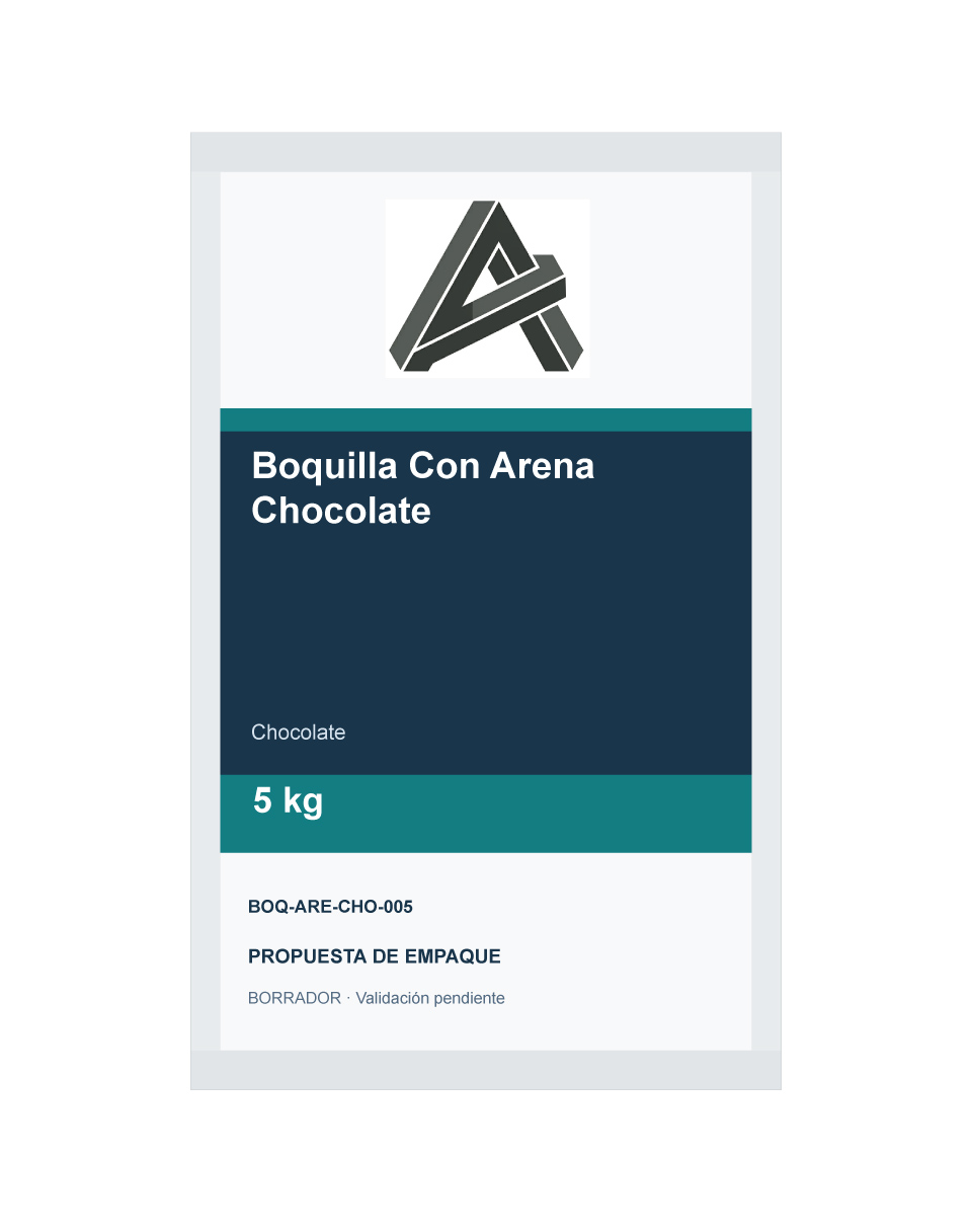 Empaque preliminar de Boquilla Con Arena Chocolate