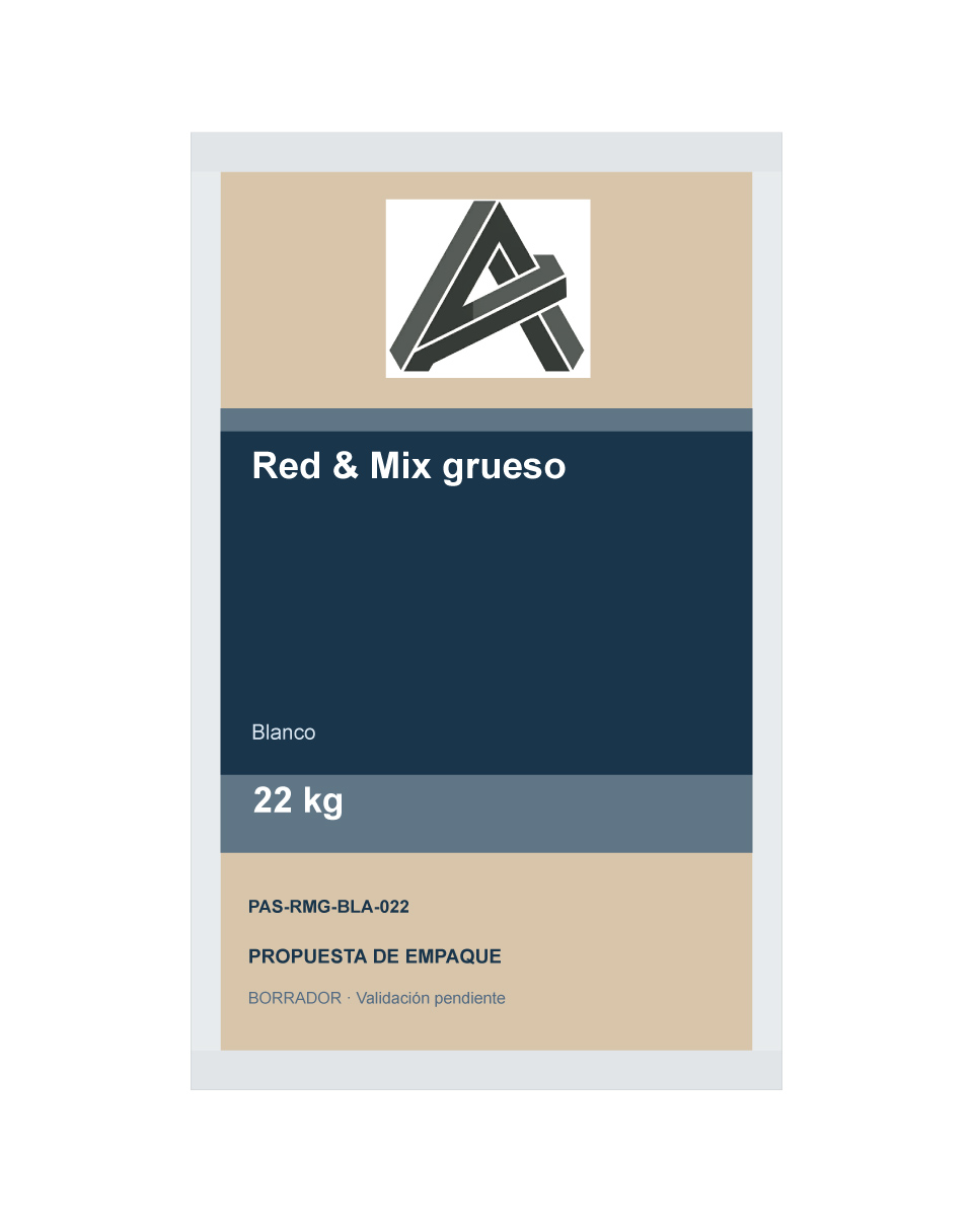 Empaque preliminar de Red & Mix grueso
